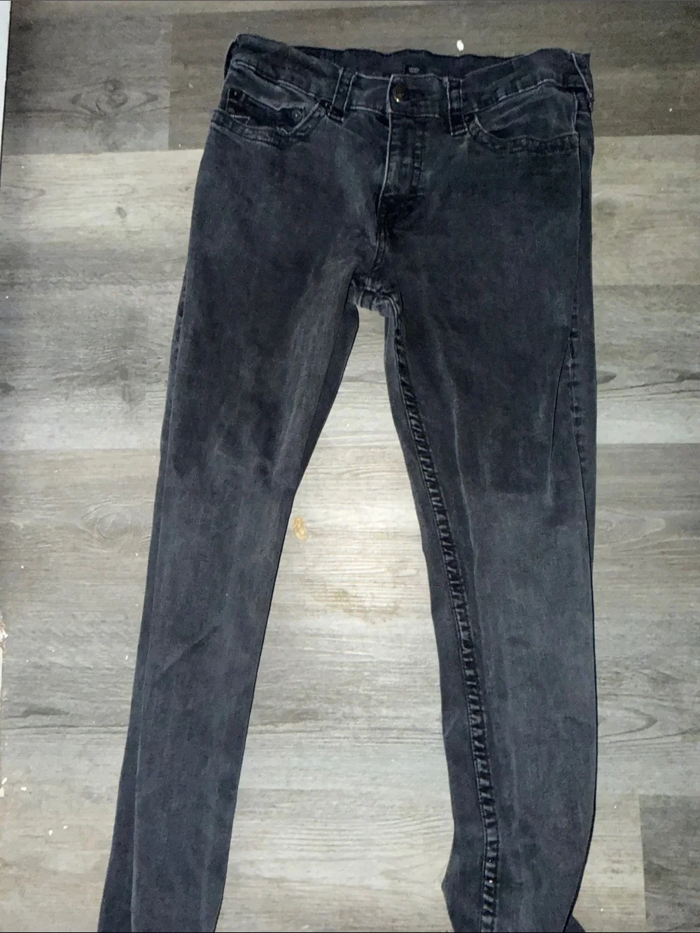 True Religion Men’s Washed Black Straight Slim Jeans